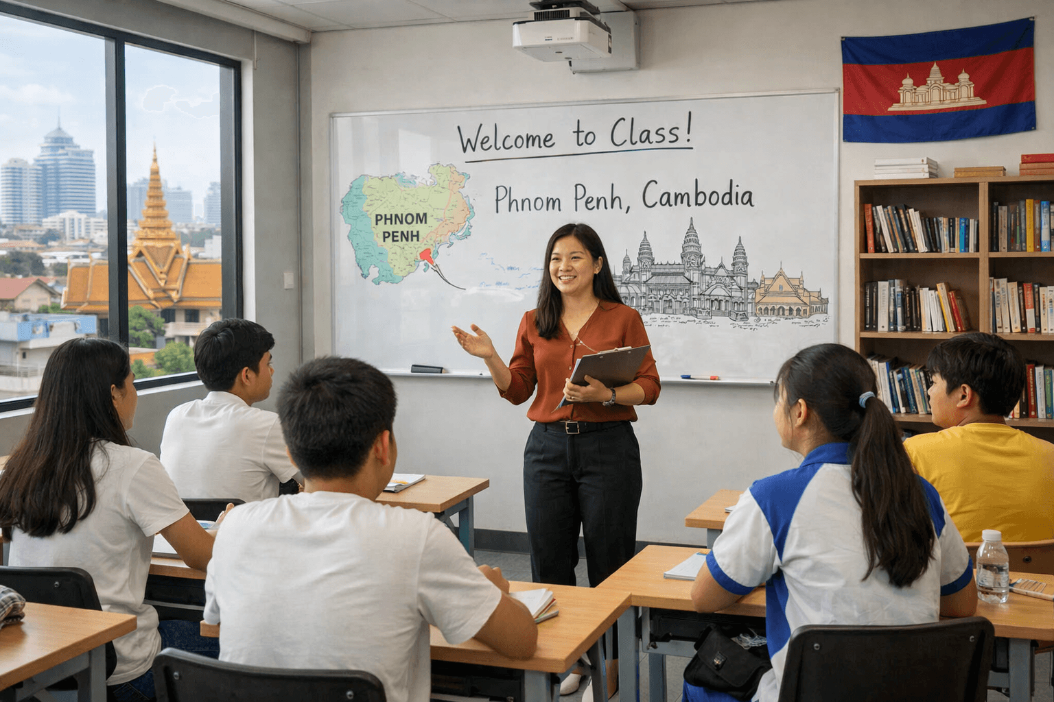 Teaching a class in Phnom Penh, Cambodia